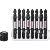 Bosch Doppelklingenbit-Set Impact Control, 9-teilig, PH2-PZ2, 65 mm, Magnethülse