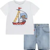 Levi's Kids Levis Kids T-Shirt & Shorts "LVB LEVI 3D SAILING DENIM SET" Set, 2tlg., 2 Stk. mit Bären-Grafik