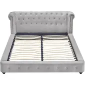 Vente-unique Chesterfield-Bett 180 x 200 cm – Velours – Hellgrau – TONGERLA