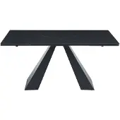 Vente-unique Esstisch ausziehbar - 6 bis 10 Personen - Sicherheitsglas, Keramik & Metall - Marmor-Optik Schwarz - LOZIPA von Pascal MORABITO