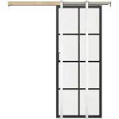 Vente-unique Versenkbare Schiebetür aus Aluminium und gehärtetem Glas - H 205 x B 83 cm - WILDEN II
