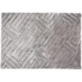 Vente-unique Sparset : Couchtisch mit drehbarer Tischplatte - Transparent - JOLINE + Teppich Shaggy - Grau - MAZE