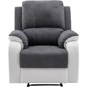 Vente-unique Relaxsessel - Microfaser & Kunstleder - Grau & Weiß - BRODY