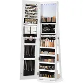 Songmics Schmuckschrank mit LED-Beleuchtung und Spiegel wolkenweiß JJC008W03