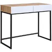 Vente-unique Konsolentisch mit 2 Schubladen - Weiß und Natur - CEVANIA