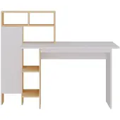 Vente-unique Schreibtisch mit 1 Schrank & 4 Ablagefächern - Weiß & Holzfarben - MONTOLANIA