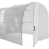 Vente-unique Stahlgerüstetes Tunnelgewächshaus mit Tür 12 m² - L 400 x B 300 x H 200 cm - ALOCASIA