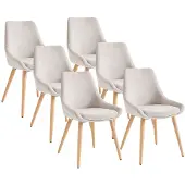 Vente-unique Satz von 6 gepolsterten Stühlen mit Buchenholz - Beige - MASURIE