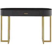 Vente-unique Konsolenschreibtisch mit 1 Schublade - MDF lackiert & Metall - Schwarz & Goldfarben - TORELI von Pascal Morabito