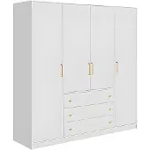 Vente-unique LIZANDRO, Weiß, Garderobe, 10 Regale, 4 Tür(en), Weiß, Partikelbord