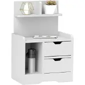 HOMCOM Nachttisch-40L x 30B x 60H cm-Weiß | Gr.: onesize