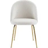 Vente-unique Stuhl 2er-Set - Bouclé-Stoff & Metall - Weiß - MELBOURNE