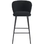 Vente-unique Barhocker 2er-Set - Bouclé-Stoff & Metall - Schwarz - SENORASE