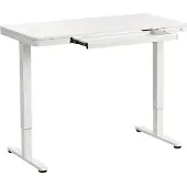 Beliani Schreibtisch Weiß Stahl Gestell 120 x 60 cm Elektrisch Höhenverstellbar Memory Funktion USB Anschluss Sitz-Steh-Tisch Bürotisch Computertisch