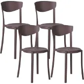 Beliani Esszimmerstuhl 4er Set Braun Kunststoff Matt Modern Minimalistisch Esszimmer Wohnküche Flur Diele Indoor Outdoor