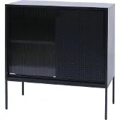 MCW Kommode MCW-O90, Schrank Sideboard Highboard, Industrial Staufächer Schiebetüren Metall 85x80x45cm schwarz