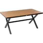 Beliani Gartentisch Schwarz u. Braun aus Aluminium u. Kunstholz Rechteckig 160 x 90 cm 4-Sitzer Modern für Garten Terrasse Außenbereich Outdoor