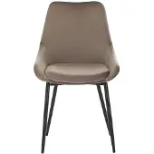 Vente-unique Stuhl 2er-Set - Samt & Schwarzes Metall - Taupe - MASURIE