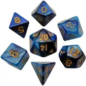 Fanroll Mini Würfel Set Blue/Light Blue with Gold Numbers (7)