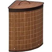 EStore Wäschekorb 55L mit Deckel Griff Herausnehmbarem Wäschesack Bambus Braun