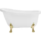 Vente-unique Freistehende Retro-Badewanne mit Löwenfüßen Gold 145 x 74 x 77 cm Weiß 200 L NISOS II