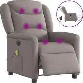 vidaXL Hochwertig Massagesessel Elektrisch Taupe Stoff 3303191