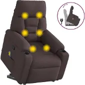 Syfax Massagesessel mit Aufstehhilfe Dunkelbraun Stoff