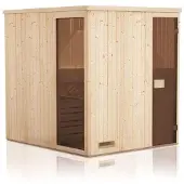FinnTherm Sauna Miranda Natur 244 cm x 244 cm Wandstärke 40 mm