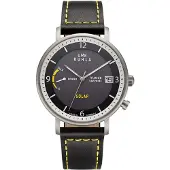 UMR Ruhla Armbanduhr für Damen und Herren, Solar, Lederarmband, wasserdicht, 41 mm Durchmesser, Farbe:Schwarz