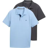 Tom Tailor Poloshirt , Herren, Gr. S, blau (washed out), Jersey, Obermaterial: 100% Baumwolle, regular fit taillenbedeckt, ohne Ausschnitt, Shirts Poloshirt, im Doppelpack, Topseller