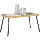 vidaXL Couchtisch Braun und Schwarz 90 x 45 x 43 cm Poly-Rattan