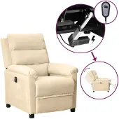 vidaXL Relaxsessel Elektrisch Creme Stoff