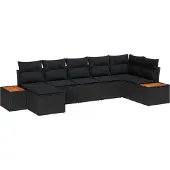 vidaXL Gartensofa-set 8 stk. 7-Sitzanzahl Schwarz Polyrattan