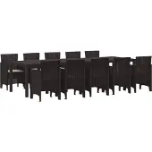vidaXL Garten Essgruppe 11 Stk. Braun und Hellgrau Poly Rattan