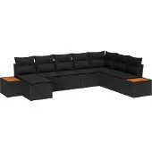 vidaXL Gartensofa-set 8 stk. Schwarz Poly Rattan