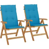 vidaXL Gartenstühle mit Kissen 2 Stk. Massivholz Teak