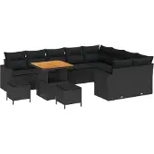 vidaXL Gartensofa-set 12 Stk. Schwarz Poly-Rattan