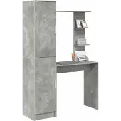 vidaXL Schreibtisch mit Regal mit Speicher mit Tür 2 Stk. Betongrau