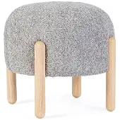 Bizzotto Hocker Dayla aus Boucle-Stoff, modern skandinavisch, gepolstert, Grau, rund,