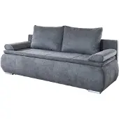 Die Möbelfundgrube Schlafsofa grau Bettkasten Dauerschläfer Federkern 207 cm - LENON