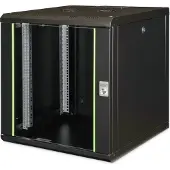 Digitus Wandgehäuse Unique Serie - 600x600 mm (BxT), Wandmontiertes Regal, 12U, 100 kg, Sperrschloss, Ablageschienen, Schwarz