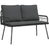 vidaXL Gartenbank mit Kissen Anthrazit 114 x 64 x 90cm Stahl