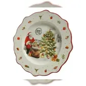 Christmas Decoration Weihnachtsteller mit Weihnachtsmann Motiv Keramik 26cm weiß / rot