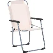 Beliani Gartenstuhl 4er Set Beige aus Stahl mit Stoffbezug Klappbar Moderner Stil Klappstühle für Garten Terrasse Outdoor