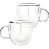 Cheffinger 2er Set Gläser mit Henkel Doppelwandig