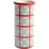 &k amsterdam &klevering - Patch Vase, Kreuz, Ø 9 x 19 cm, hellblau / rot