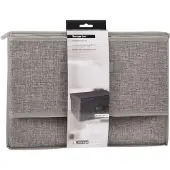 H&S Faltbare Stoff Aufbewahrungsbox mit Deckel, Grau, 39x28x19cm