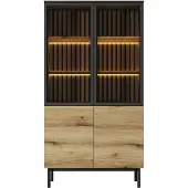 Vente-unique Vitrinenschrank Labenia Schwarz Naturfarben Hell 100.1 cm
