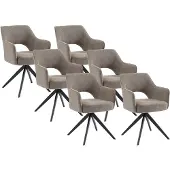 Vente-unique Bürostuhl Drehstuhl mit Armlehnen 6er-Set - Stoff & Metall - Taupe - KONYA