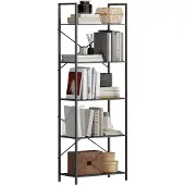 HOMCOM Bücherregal-60L x 30B x 170,5H cm-Schwarz | Gr.: onesize